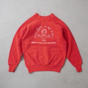 Vintage Pannill Sweatshirt M 10-12 Kids 80s Red Day Care is for Kids USA Made
